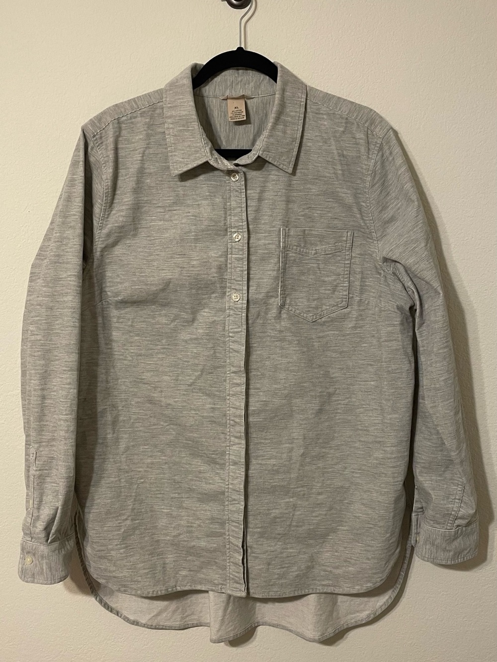 Duluth Trading Co Mens XL Gray Stretch Button Down Long Sleeve Shirt